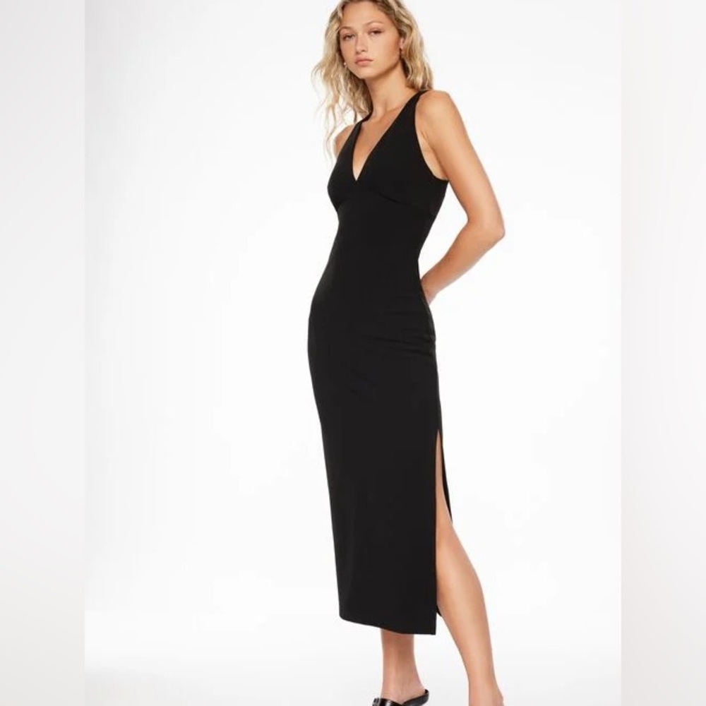 Dynamite Midi Deep V Crossed Back Dress